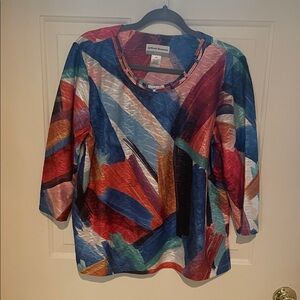 Alfred Dunner Multicolor Abstract Blouse